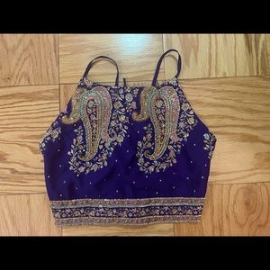 Free People Dark Purple Sequin Halter Crop top